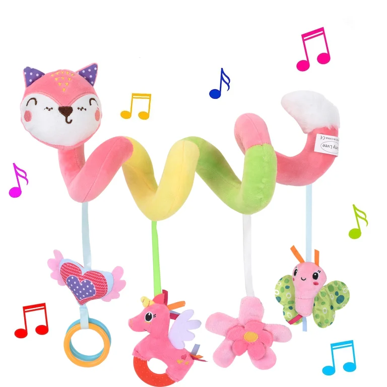 Slatka spiralna igračka za bebe: Lisica koja očarava uz zvuke i boje, idealna za autosedalice i kolica! – IGRAČKE ZA BEBE
